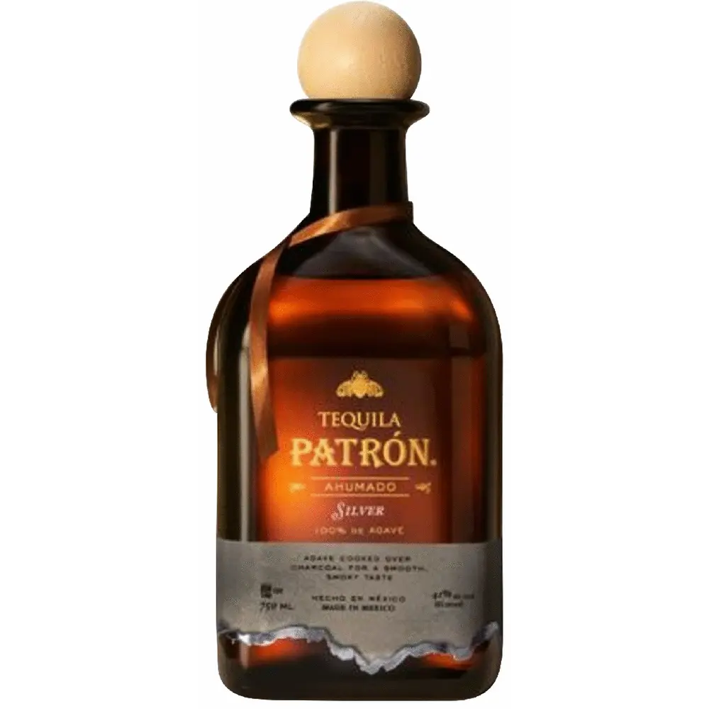 Patron tequila bottle on a white background