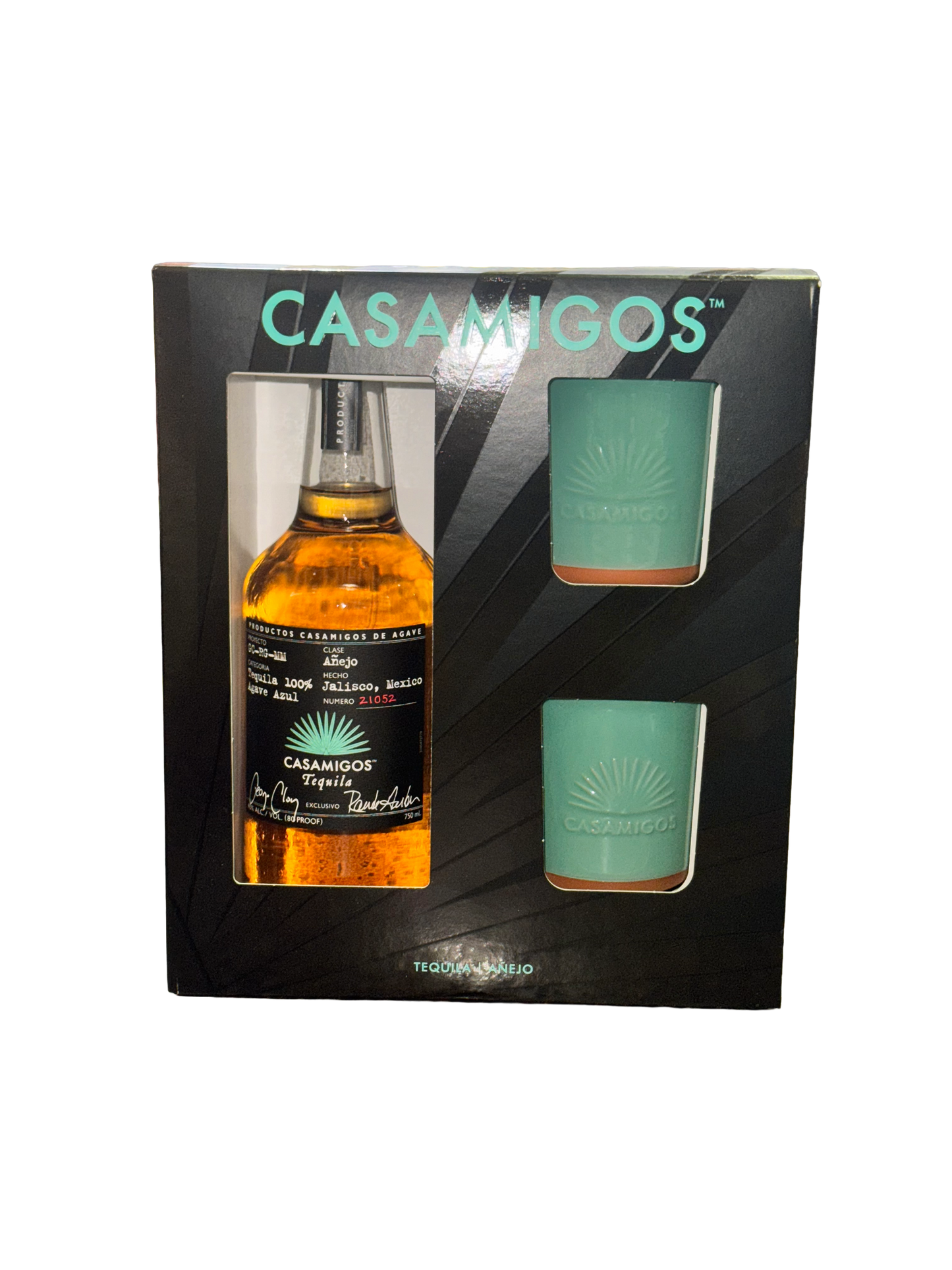 Casamigos Anejo Tequila with Two Ceramic Mugs