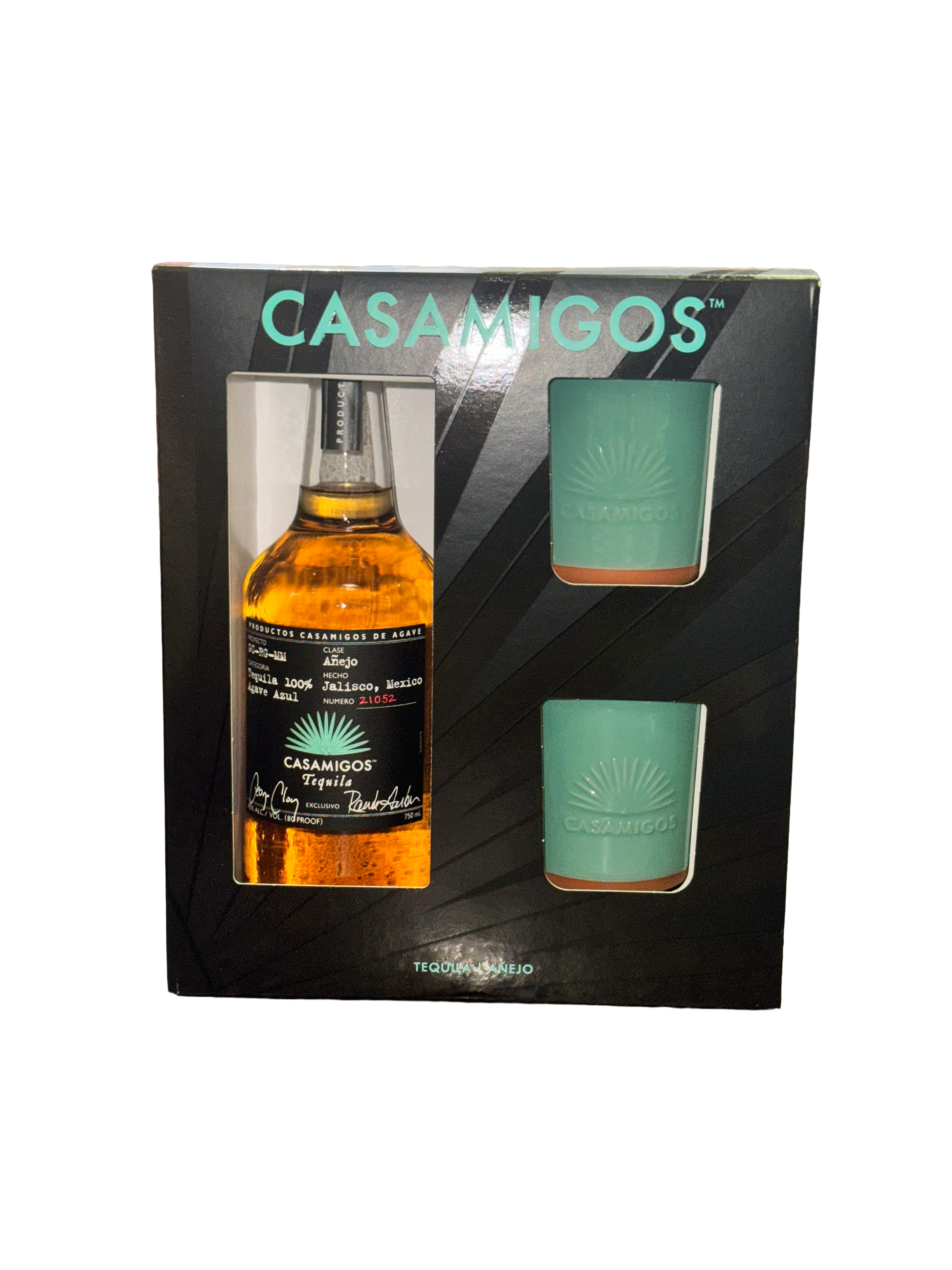 Casamigos Anejo Tequila with Two Ceramic Mugs
