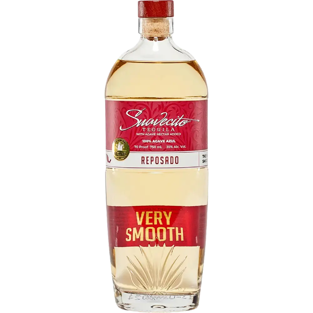 Suavecito Reposado Very Smooth tequila bottle on a white background