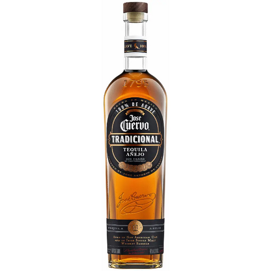 Jose Cuervo Tradicional tequila bottle on a white background