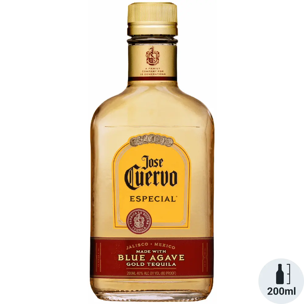 Jose Cuervo Especial tequila bottle on a white background