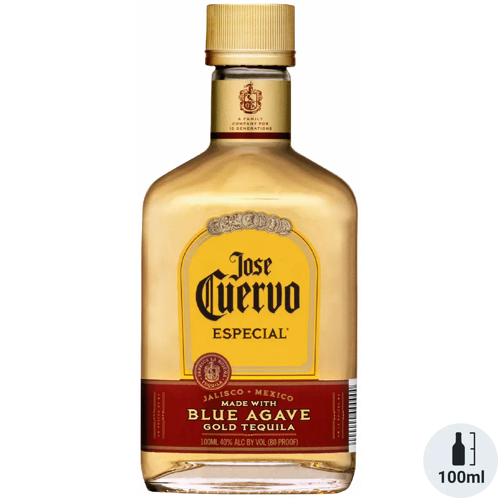 Jose Cuervo Especial tequila bottle on a white background