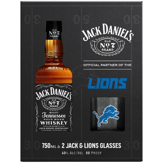 Jack Daniel's Tennessee Whiskey Gift Box with Detroit Lions Glass