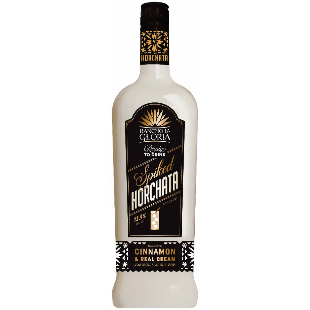 Bottle of Rancho La Gloria Spiked Horchata on a white background