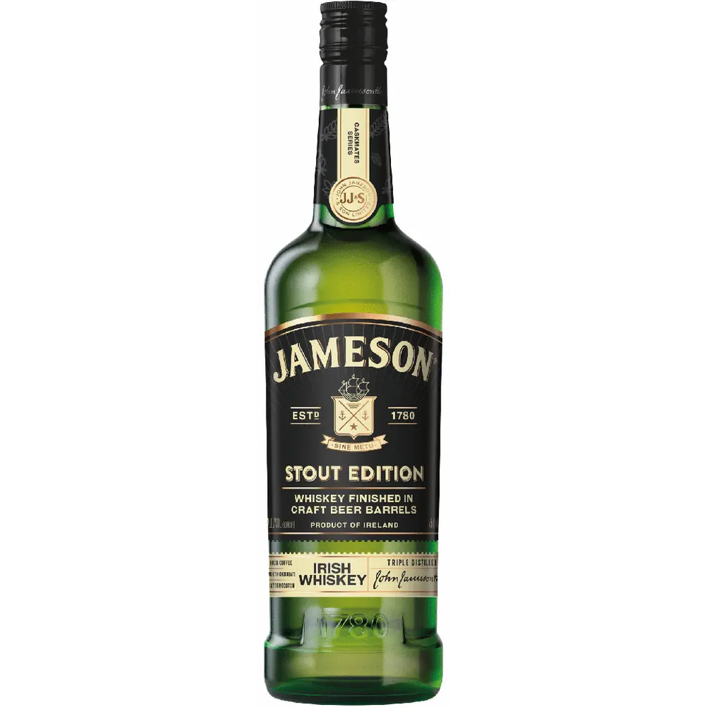Jameson Stout Edition Irish Whiskey bottle on a white background