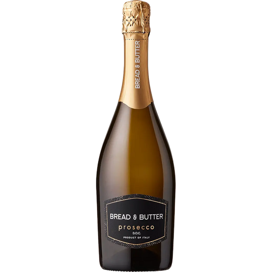 Bottle of Bread & Butter Prosecco on a white background