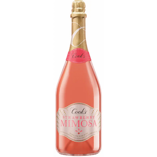 Bottle of Cook's Strawberry Mimosa on a white background