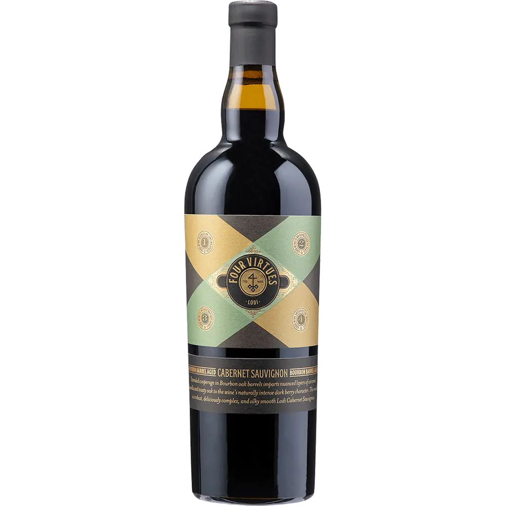 Wine bottle with a decorative label on a white background