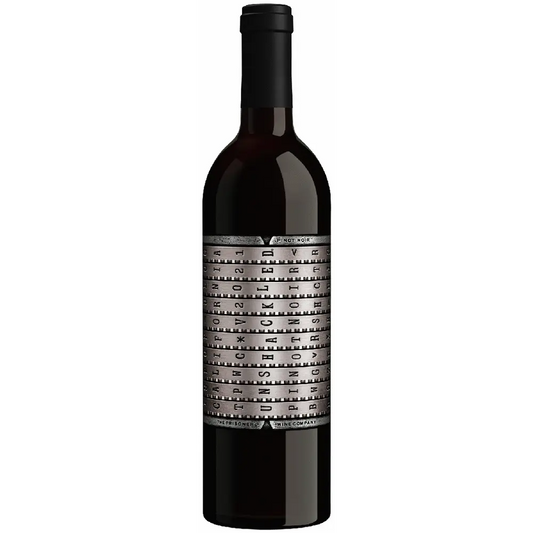 Wine bottle with a unique label on a white background