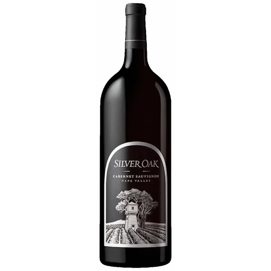 Silver Oak Cabernet Sauvignon wine bottle on a white background