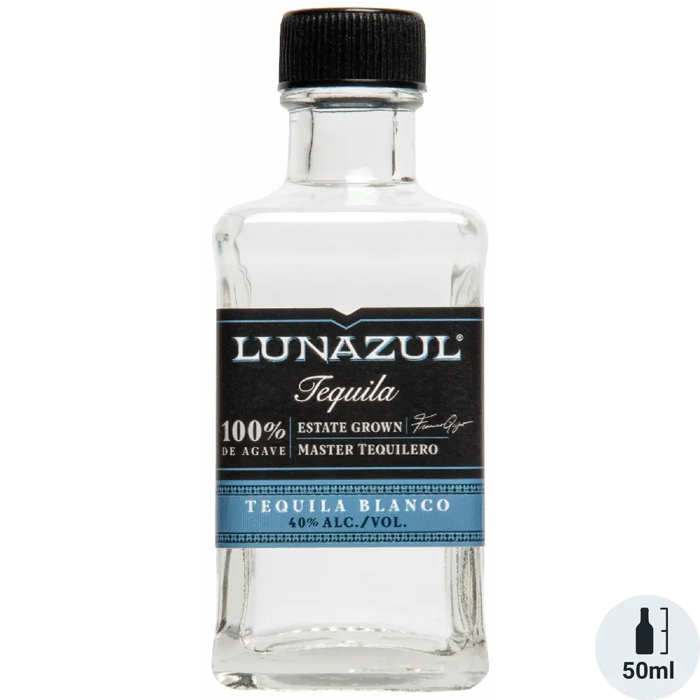 Lunazul Tequila bottle on a white background