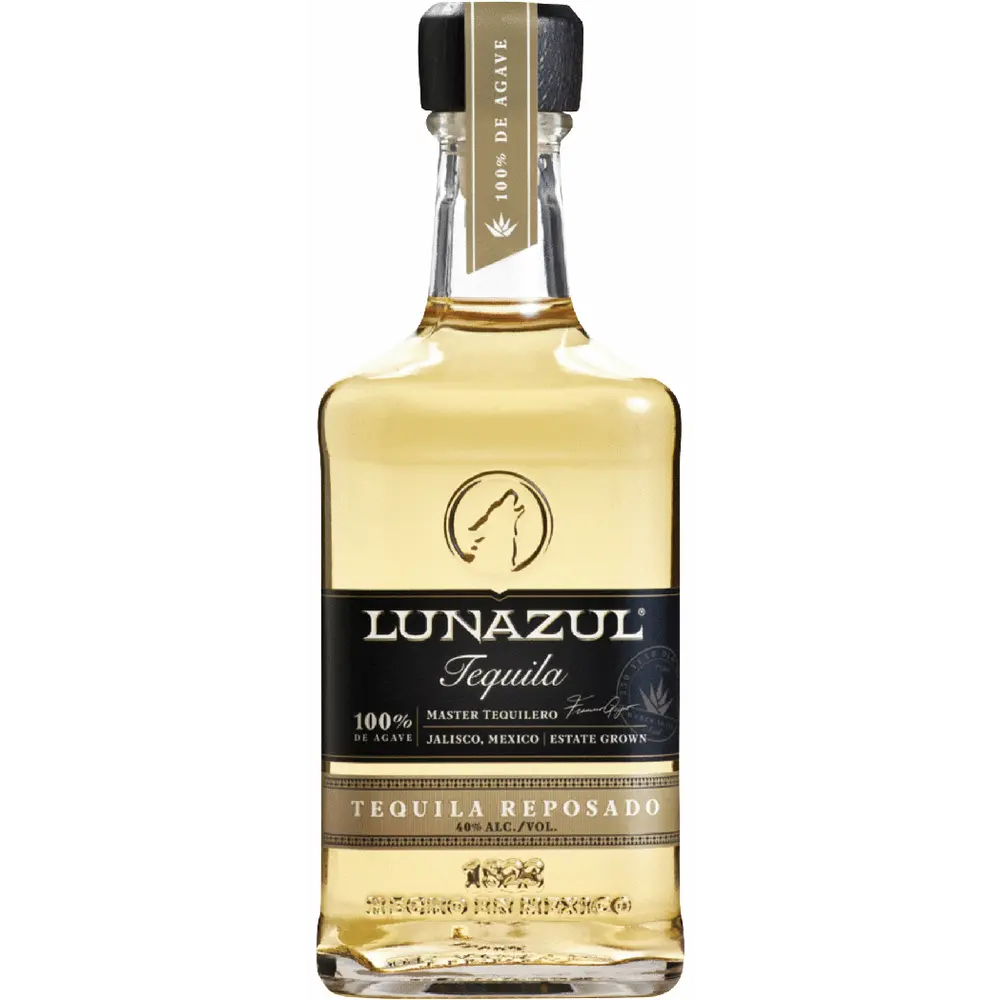 Lunazul Tequila Reposado bottle on a white background