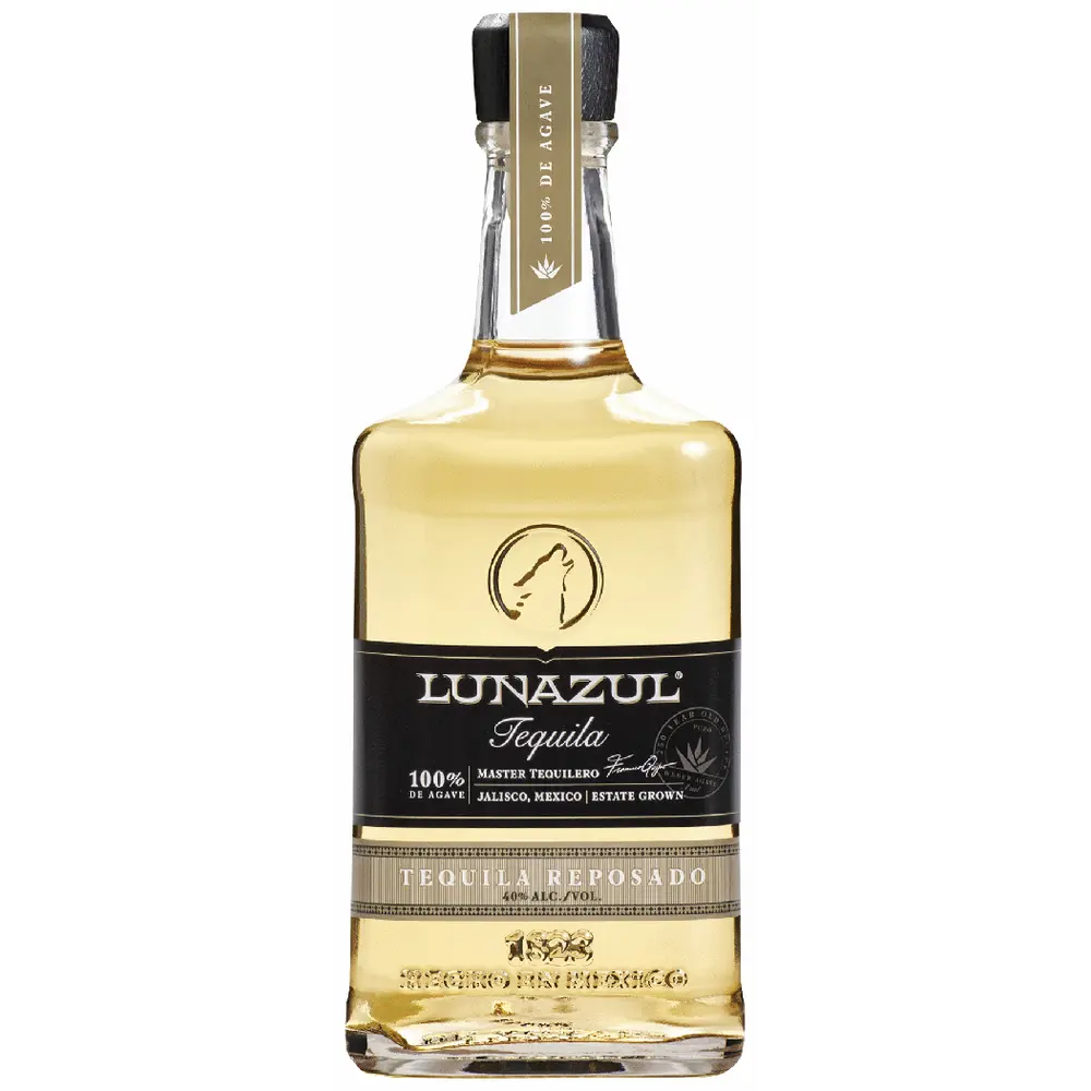 Lunazul Tequila bottle on a white background