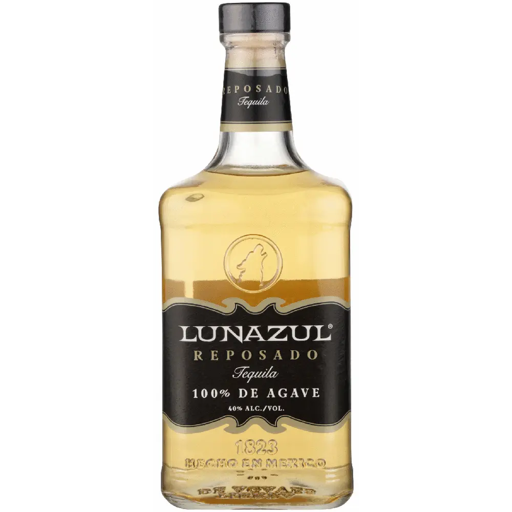 Lunazul Reposado tequila bottle on a white background