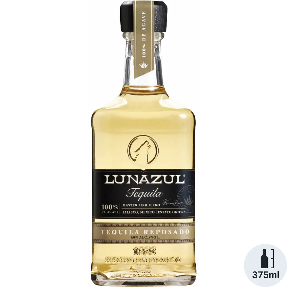 Lunazul Tequila Reposado bottle on a white background