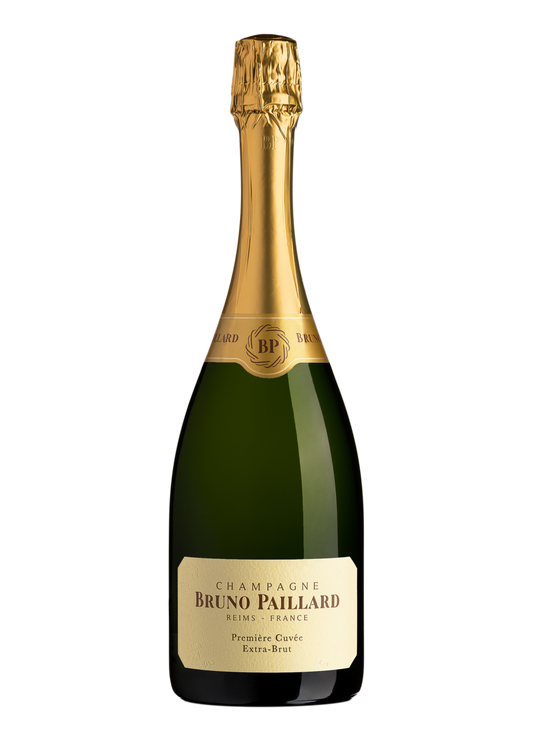 Bottle of Bruno Paillard champagne on a white background