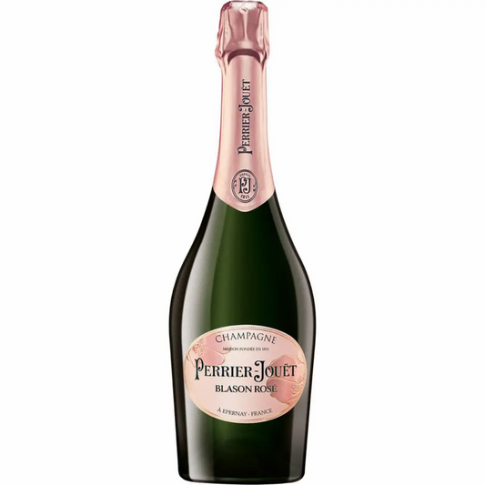Perrier Jouet Blason Rose champagne bottle on a white background