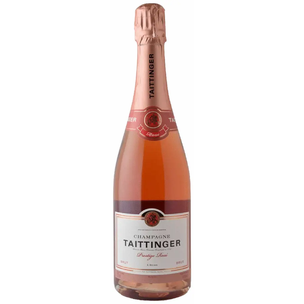 Bottle of Taittinger champagne on a white background