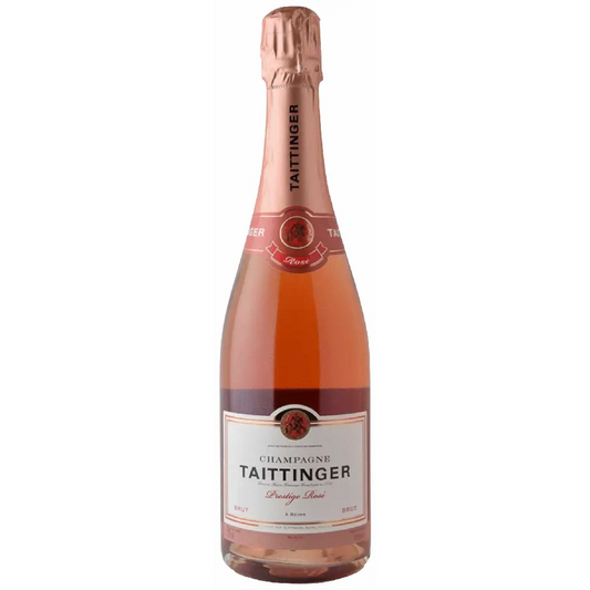 Bottle of Taittinger champagne on a white background