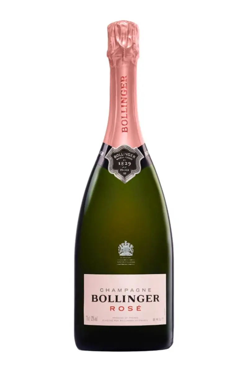 Bollinger Rose champagne bottle on a white background