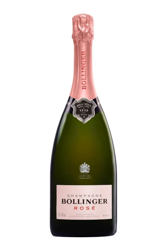Bollinger Rose champagne bottle on a white background