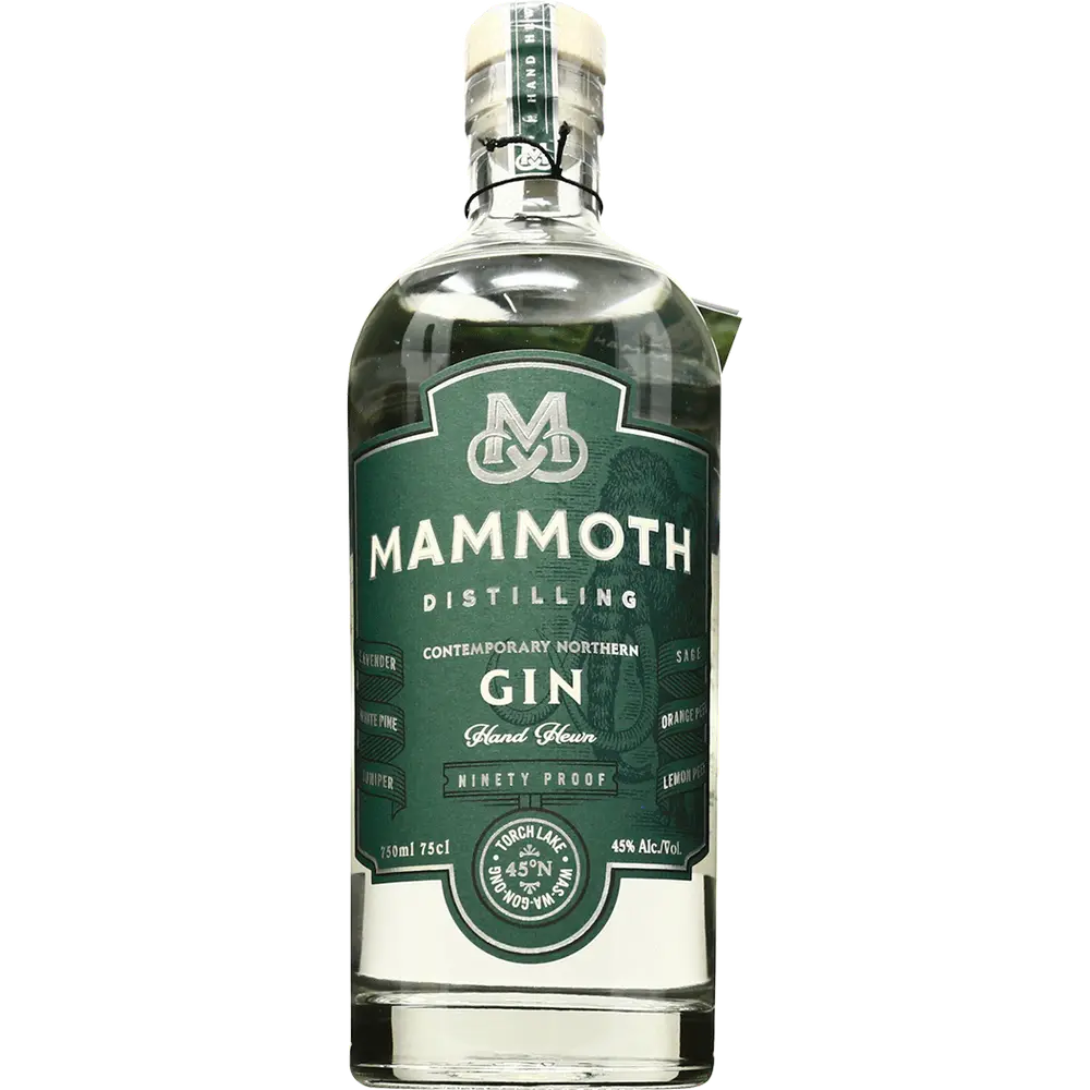 Mammoth Distilling gin bottle on a white background