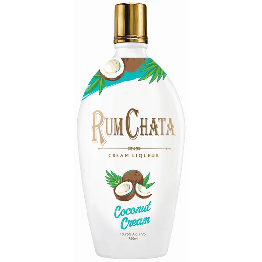Rum Chata Coconut Cream liqueur bottle on a white background