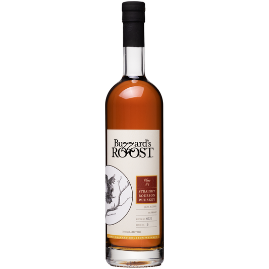 Bottle of Buzzard's Roost Straight Bourbon Whiskey on a white background