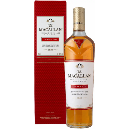 The Macallan whisky bottle and box on a white background