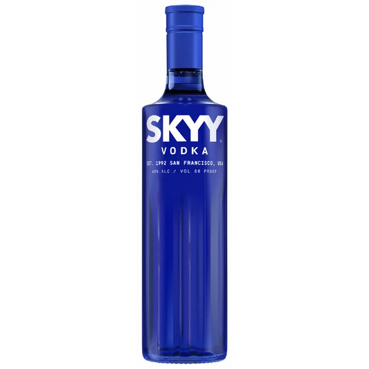 Blue Skyy Vodka bottle on a white background