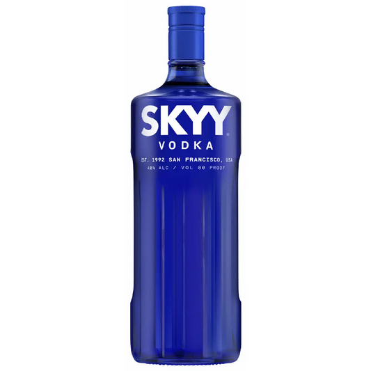 Blue Skyy Vodka bottle on a white background