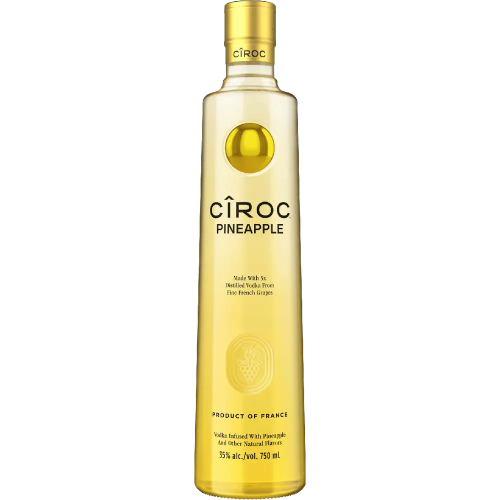 Ciroc Pineapple vodka bottle on a white background