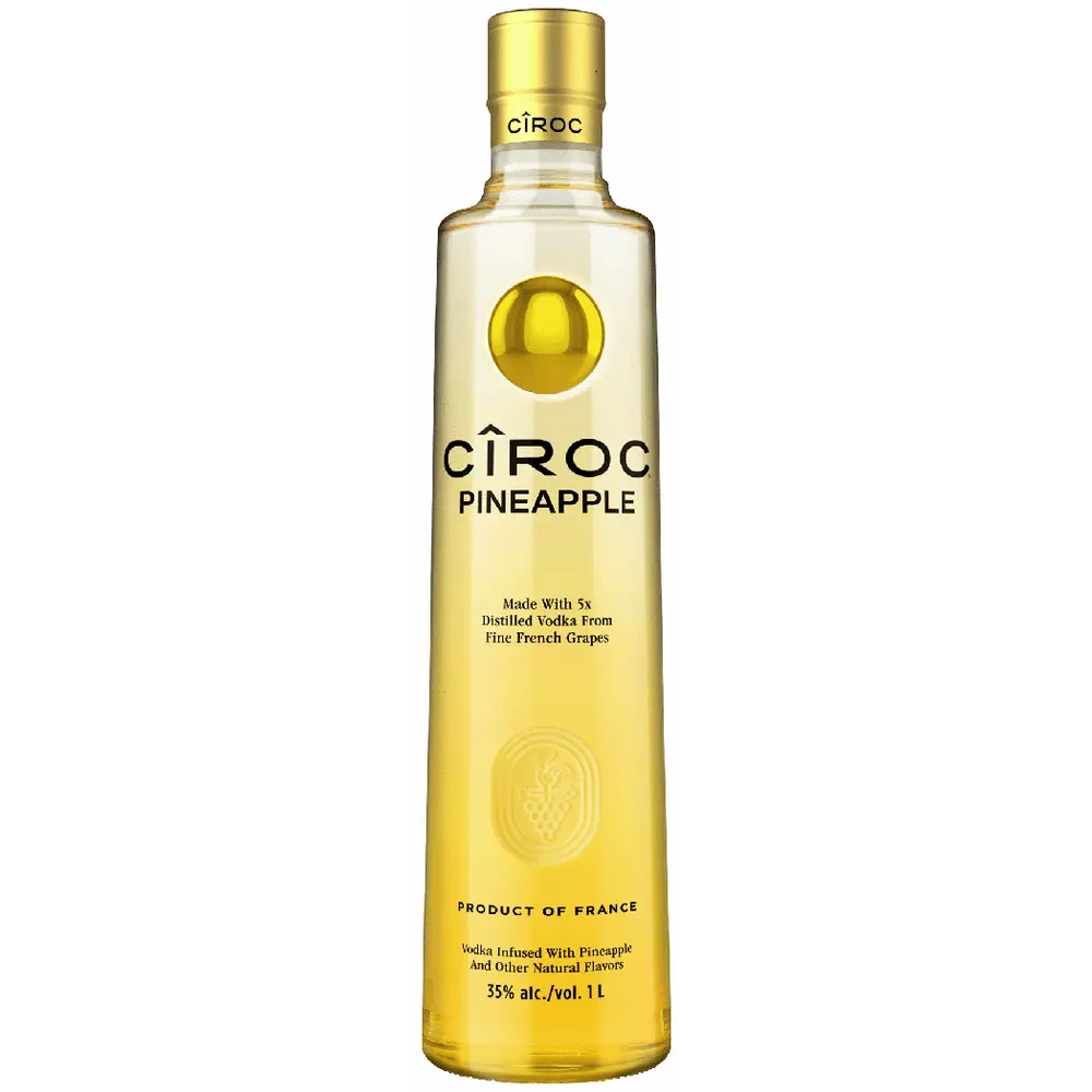 Ciroc Pineapple vodka bottle on a white background