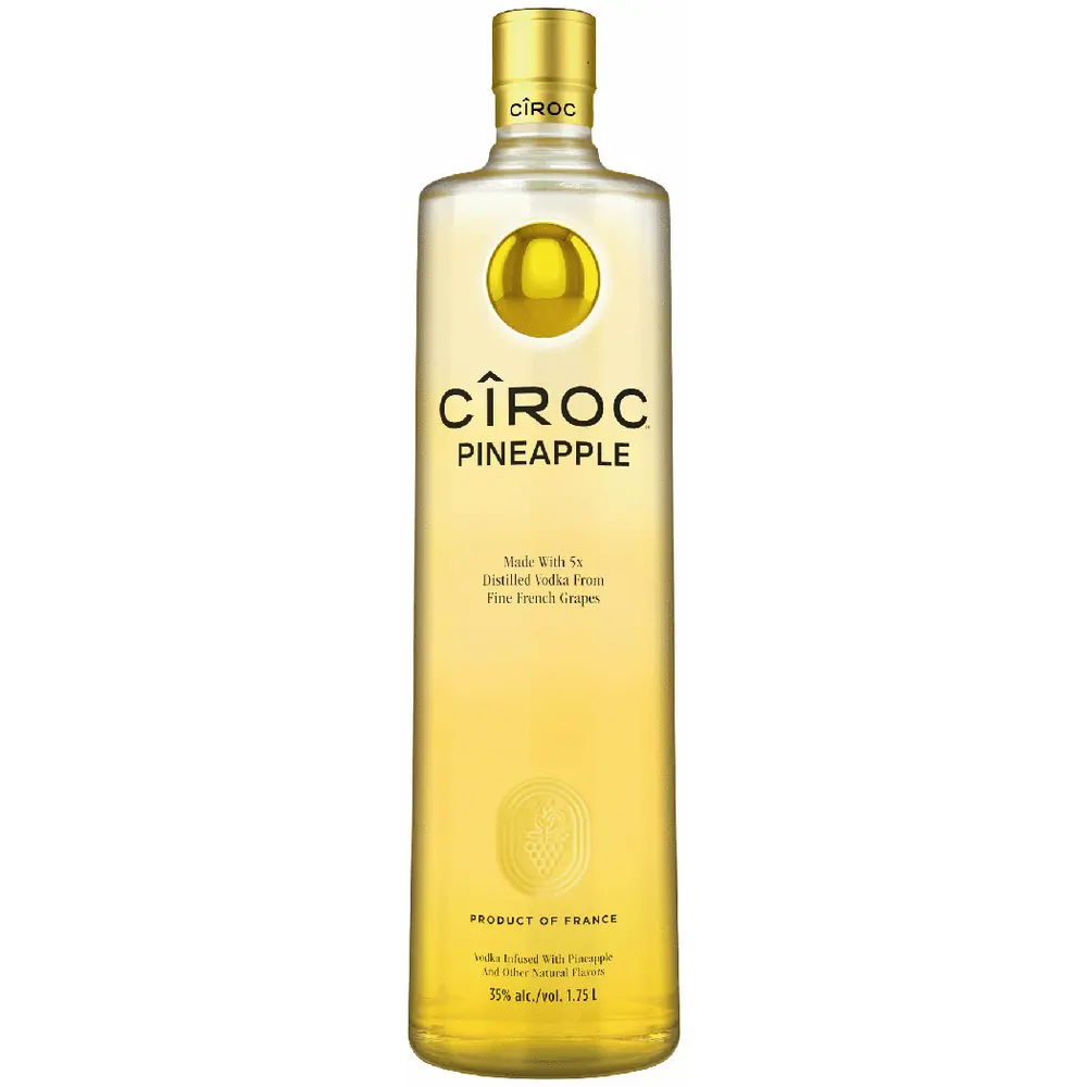 Ciroc Pineapple vodka bottle on a white background