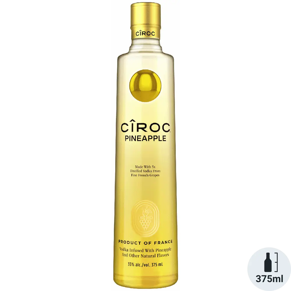 Ciroc Pineapple vodka bottle on a white background