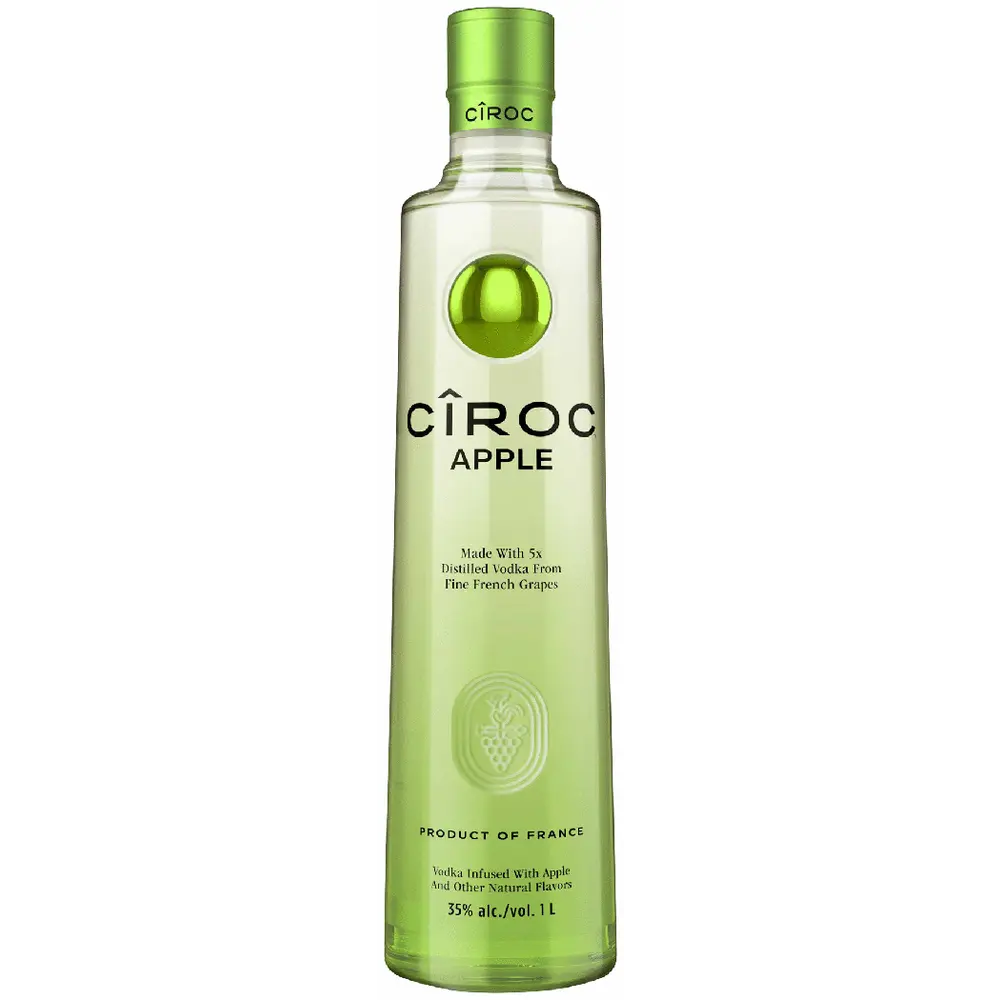 Ciroc Apple vodka bottle on a white background
