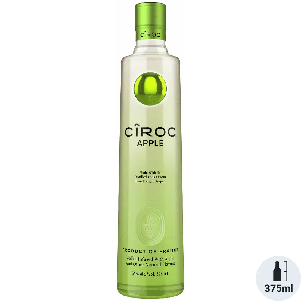 Ciroc Apple vodka bottle on a white background