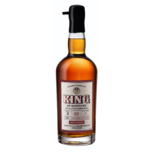 Bottle of King of Kentucky bourbon whiskey on a white background