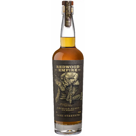 Bottle of Redwood Empire whiskey on a white background