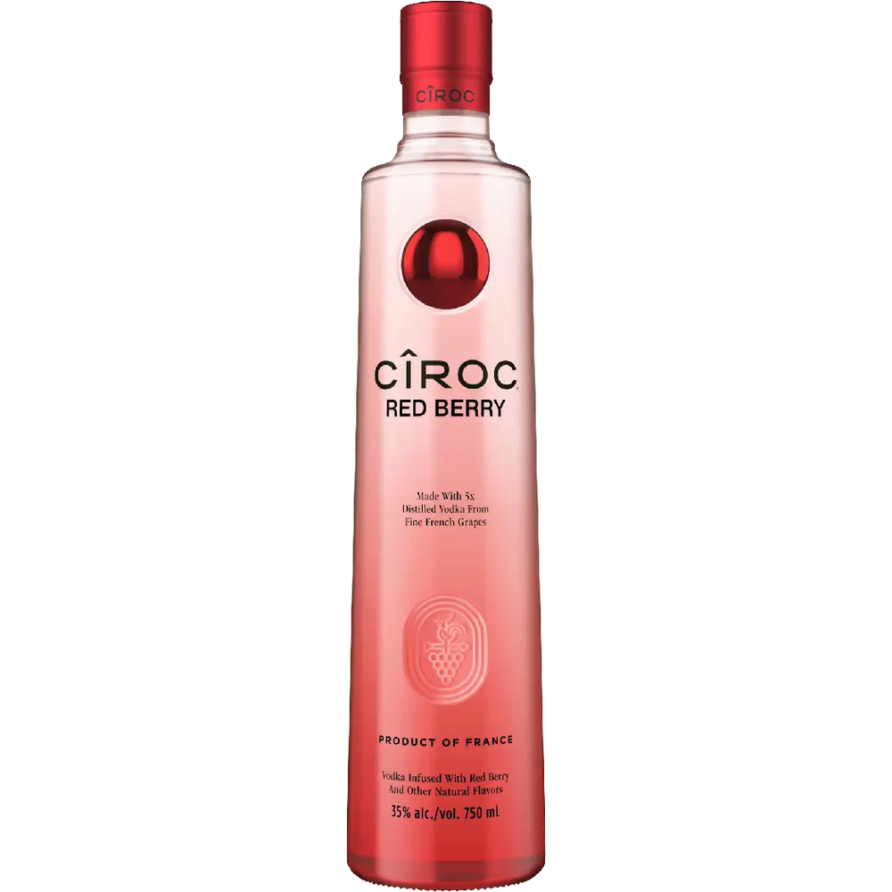 Ciroc Red Berry vodka bottle on a white background