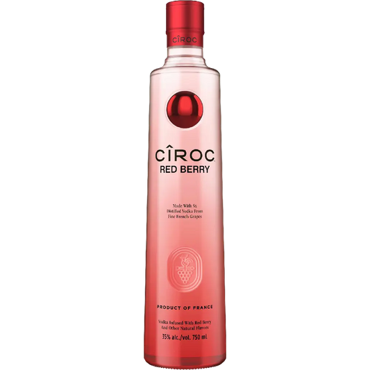 Ciroc Red Berry vodka bottle on a white background