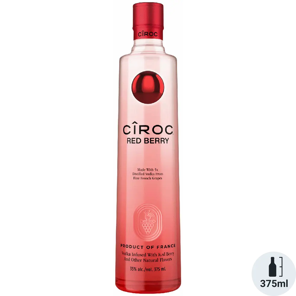 Ciroc Red Berry vodka bottle on a white background