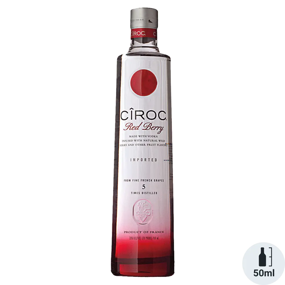 Ciroc Red Berry vodka bottle on a white background