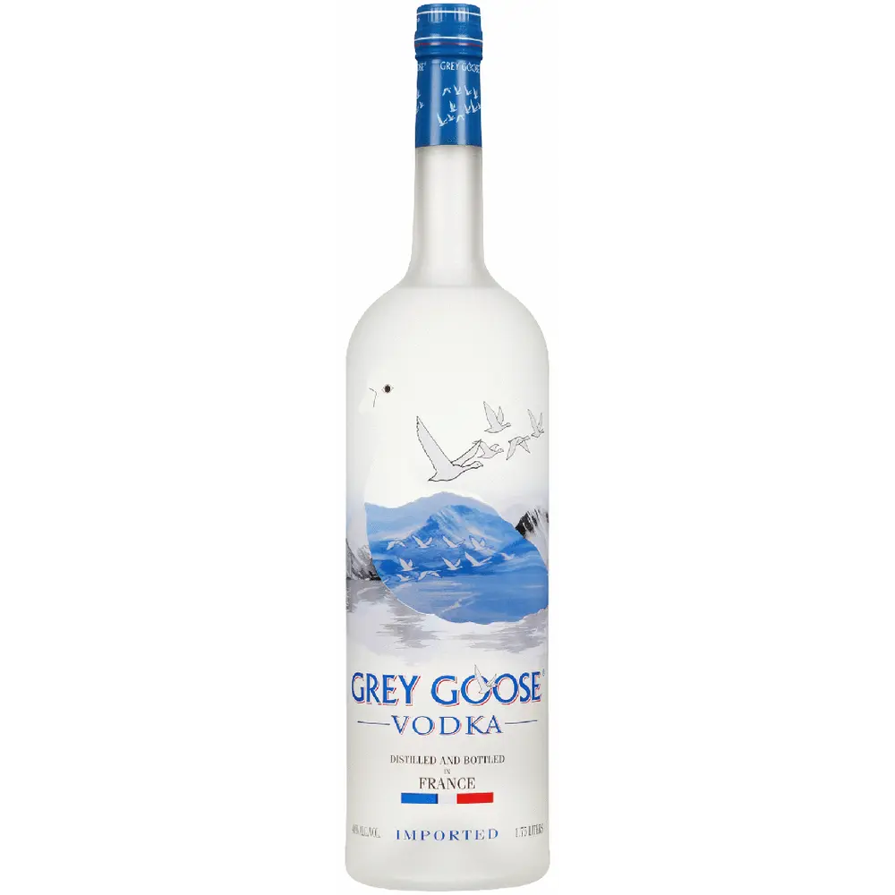 Grey Goose vodka bottle on a white background