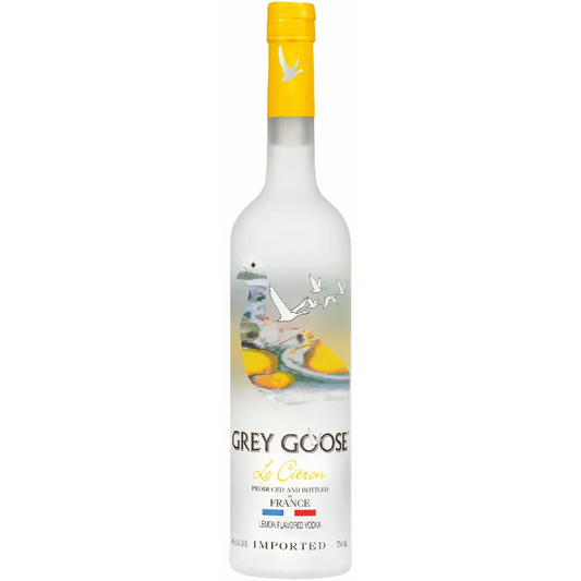 Bottle of Grey Goose L'Orange vodka on a white background