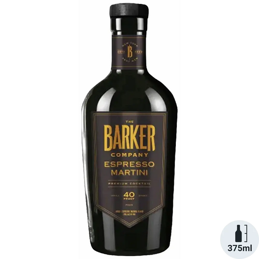 Bottle of The Barker Company Espresso Martini on a white background