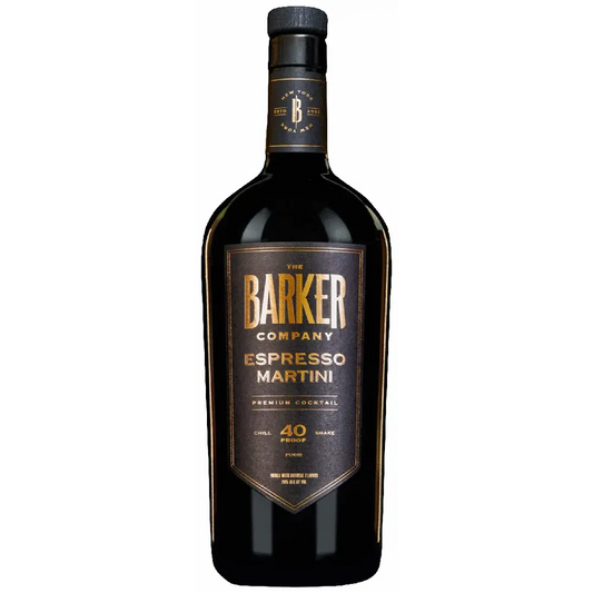 Bottle of The Barker Company Espresso Martini on a white background