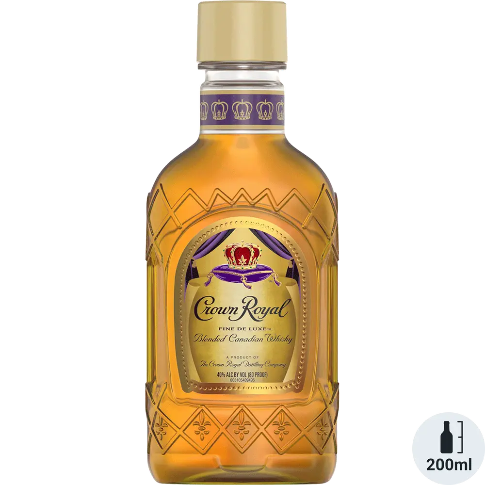 Crown Royal whisky bottle on a white background
