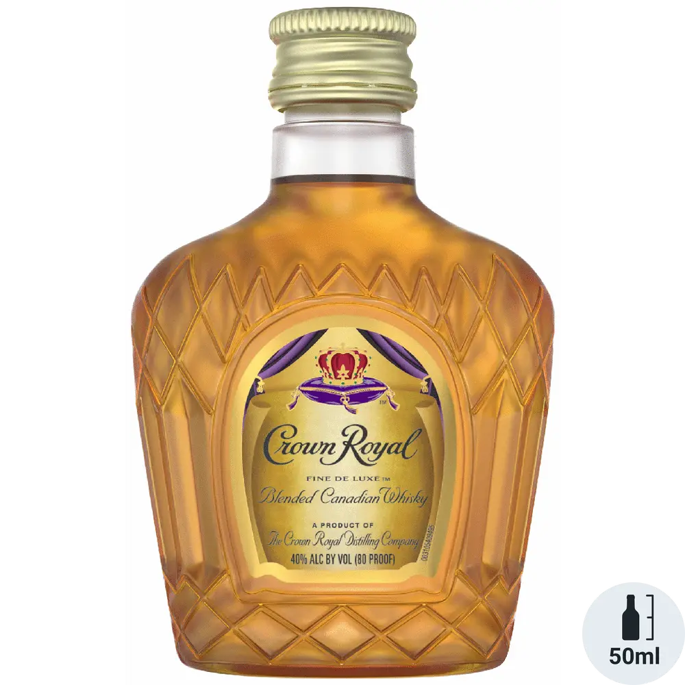 Crown Royal whisky bottle on a white background